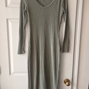 SHEIN Ribbed Long Sleeve Dress in Gray